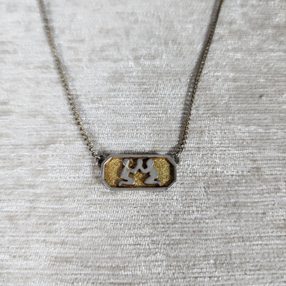 Vintage Trifari Gemini Zodiac Necklace Gold Tone Celestial 16"